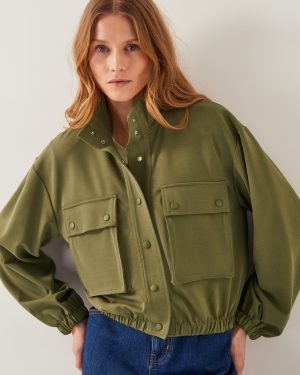 Jen Jersey Utility Jacket Green