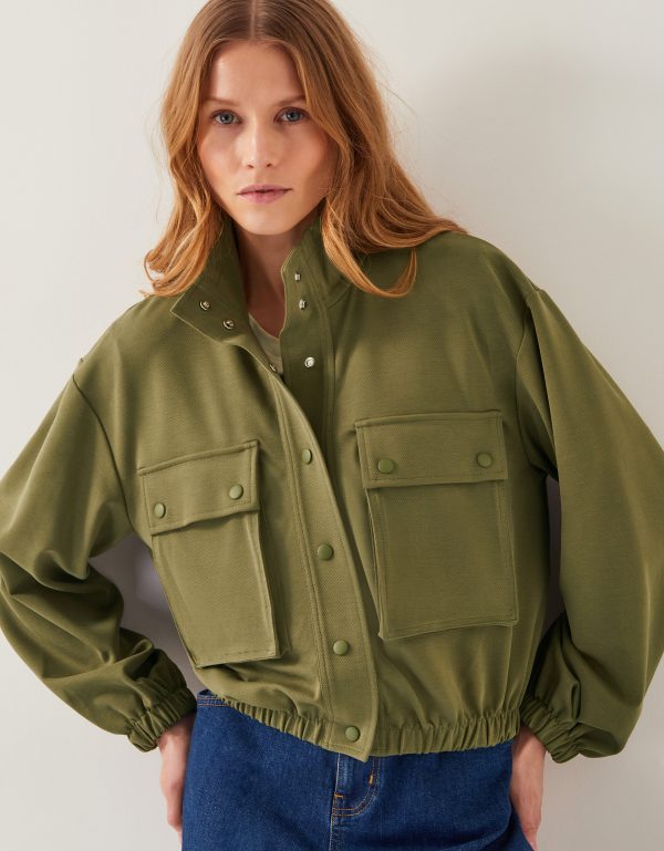 Jen Jersey Utility Jacket Green