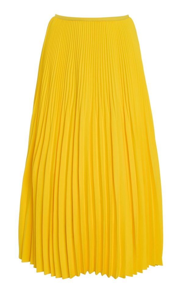 Jenni Kayne - High-Rise Pleated Crepe Midi Skirt - Yellow - M - Moda Operandi