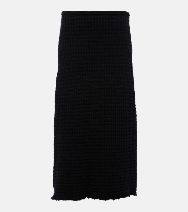 Jil Sander A-line cotton boucle midi skirt