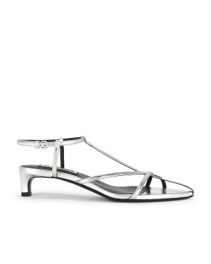 Jil Sander Heeled Sandal in Sky Grey - Metallic Silver. Size 37 (also in 37.5, 38, 38.5, 39.5).