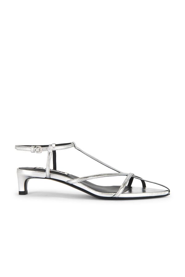 Jil Sander Heeled Sandal in Sky Grey - Metallic Silver. Size 37 (also in 37.5, 38, 38.5, 39.5).
