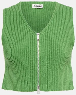 Jil Sander Ribbed-knit cotton crop top