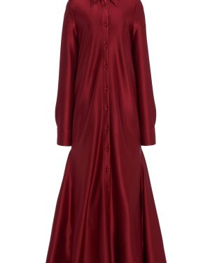 Jil Sander - Satin Maxi Shirt Dress - Red - EU 38 - Moda Operandi