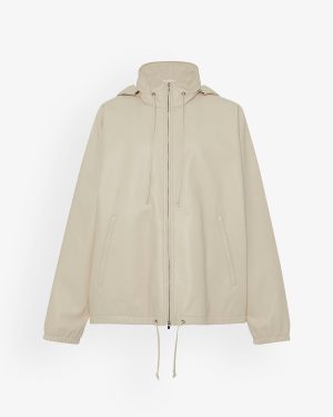 Jilly leather zip hooded jacket