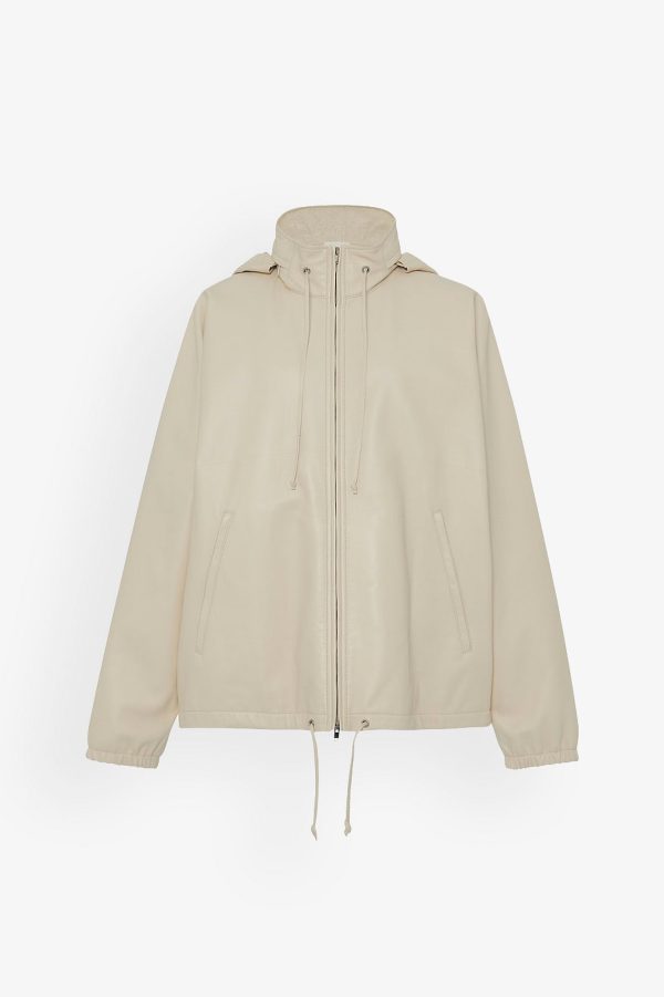 Jilly leather zip hooded jacket