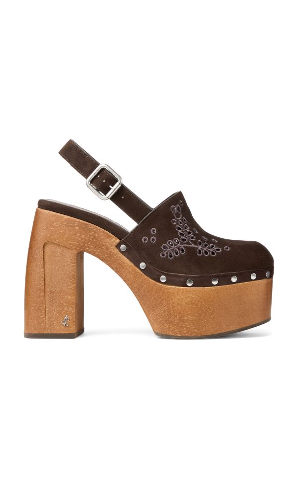Jimmy Choo - Alida Suede Platform Clogs - Brown - IT 39 - Moda Operandi