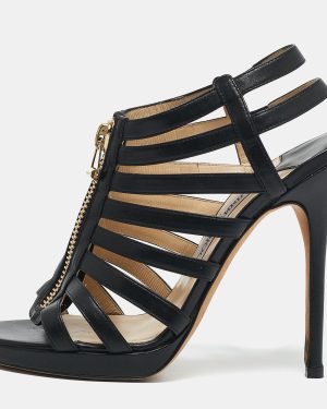 Jimmy Choo Black Leather Glenys Gladiator Sandals Size 38