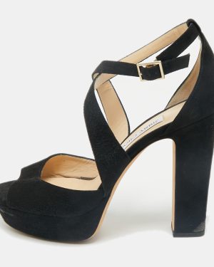 Jimmy Choo Black Suede April Platform Sandals Size 40