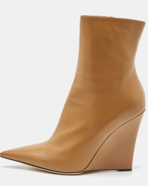 Jimmy Choo Brown Leather Baku Wedge Ankle Boots Size 40.5