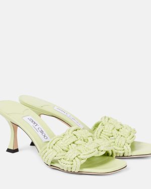 Jimmy Choo Chara 70 woven raffia mules