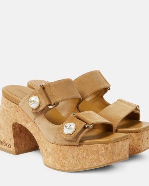 Jimmy Choo Fayence 95 suede platform mules