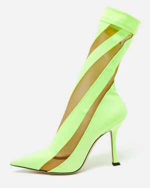 Jimmy Choo Green Mesh and Nylon Sock Boots Size 39
