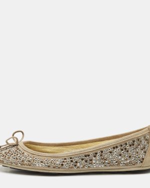 Jimmy Choo Grey Crystal Embellished Suede Weber Ballet Flats Size 40