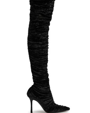 Jimmy Choo Lotta Otk 100 Velvet Over-the-knee Boots - Black - 40 (IT40 / UK7)