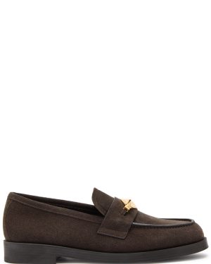 Jimmy Choo Maddie Diamond Suede Loafers - Brown - 37 (IT37 / UK4)