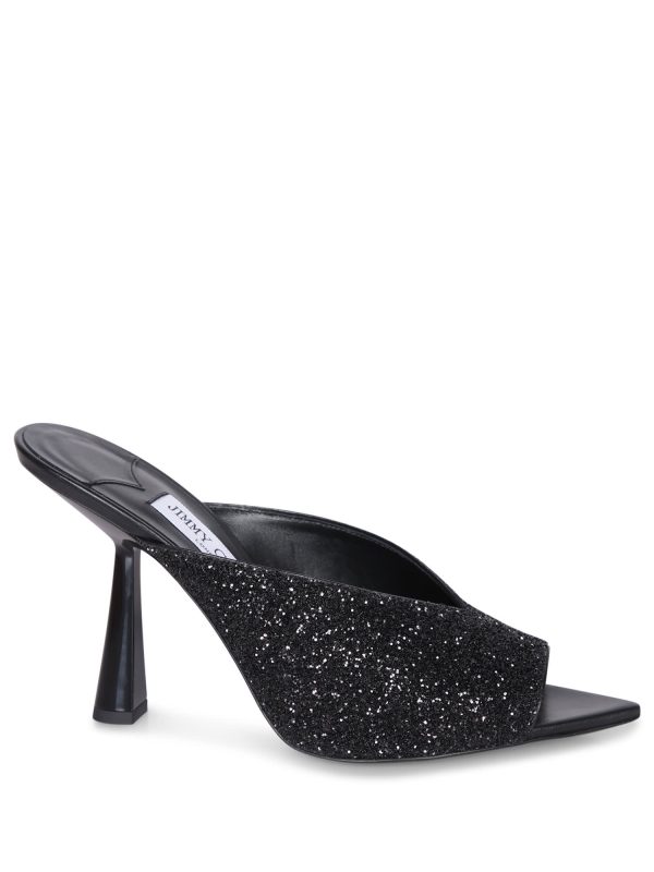 Jimmy Choo Maryanne 100 Glitter Black Sandals
