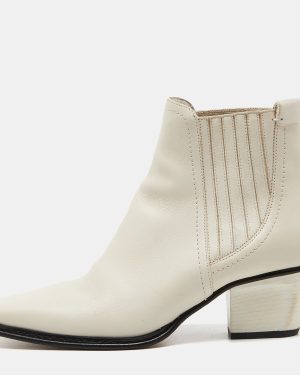 Jimmy Choo Off White Leather Ankle Boots Size 37