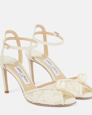 Jimmy Choo Sacora 85 leather and lace sandals