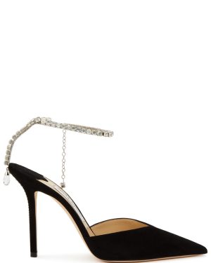 Jimmy Choo Saeda 100 Suede Mules - Black