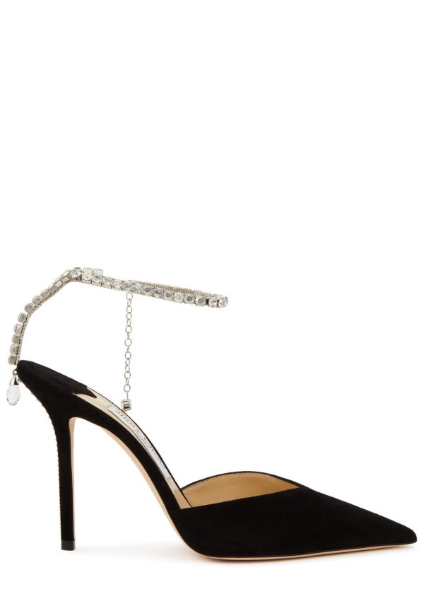 Jimmy Choo Saeda 100 Suede Mules - Black