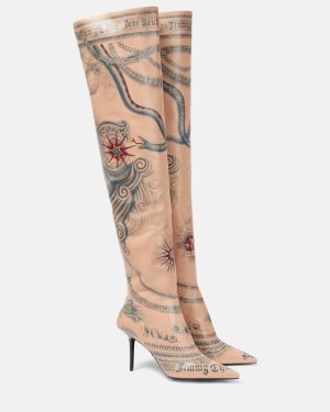 Jimmy Choo x Jean Paul Gaultier Tattoo leather over-the-knee boots