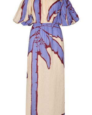 Johanna Ortiz - Harbor Hues Off-The-Shoulder Linen Midi Dress - Blue - L - Moda Operandi