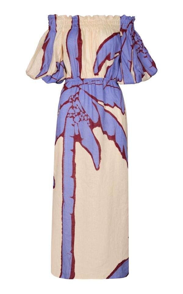 Johanna Ortiz - Harbor Hues Off-The-Shoulder Linen Midi Dress - Blue - L - Moda Operandi