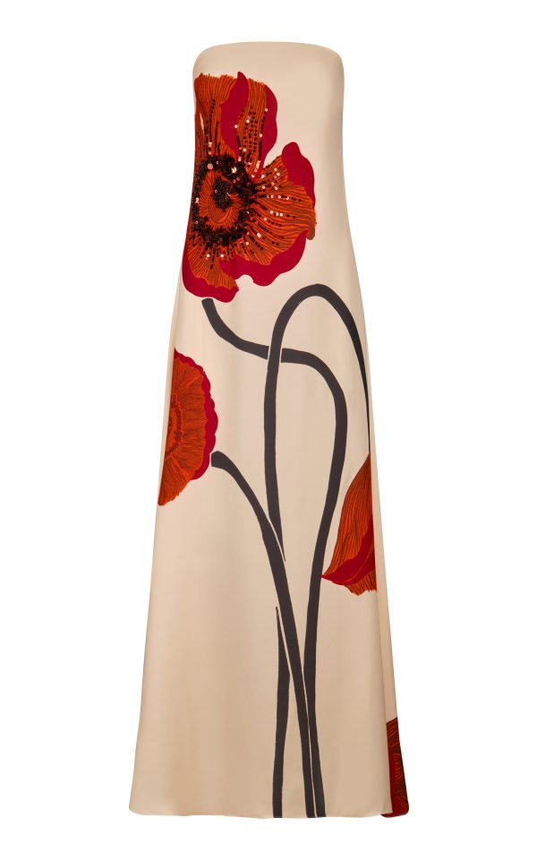 Johanna Ortiz - Petals Strapless Embellished Silk Maxi Dress - Ivory - US 6 - Moda Operandi