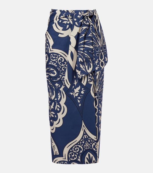 Johanna Ortiz Printed cotton poplin wrap skirt