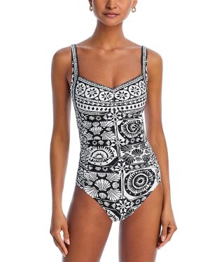 Johnny Was Sweetheart Ruched One Piece Swimsuit