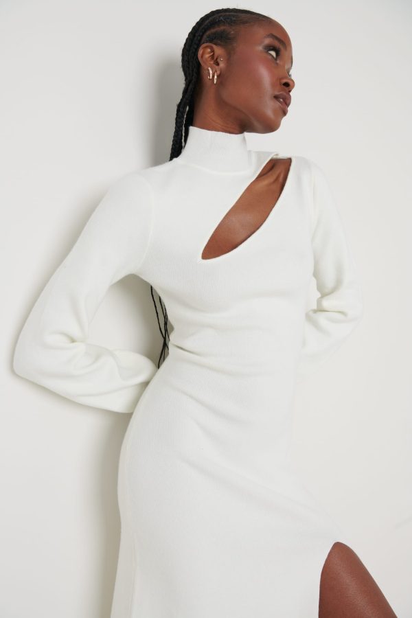 Jolie Cut Out Knit Dress - Cream, XXL