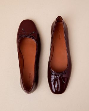 Jolin Cherry Patent Leather Bow Ballet Flats