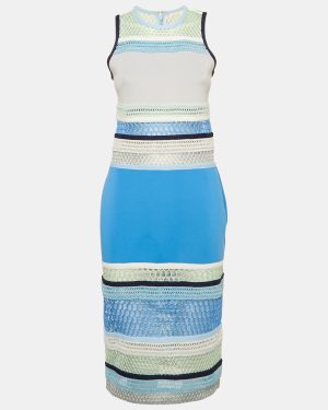 Jonathan Simkhai Blue Lace and Neoprene Sheath Dress M