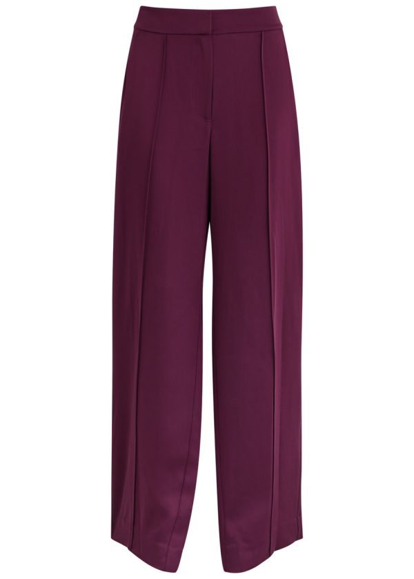 Jonathan Simkhai Kyra Wide-leg Satin Trousers - Burgundy - 12 (UK16 /xl)