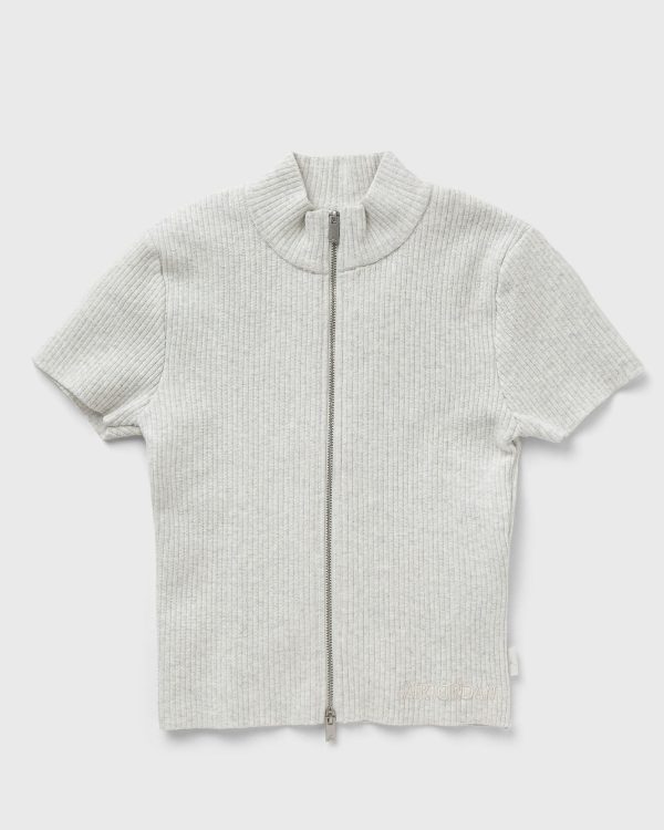 Jordan WMNS Air Jordan Zippered Knit Top women Tops & Tanks white in size:L