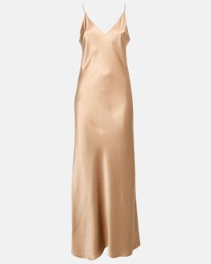Joseph Beige Satin Silk Clea Long Slip Dress M
