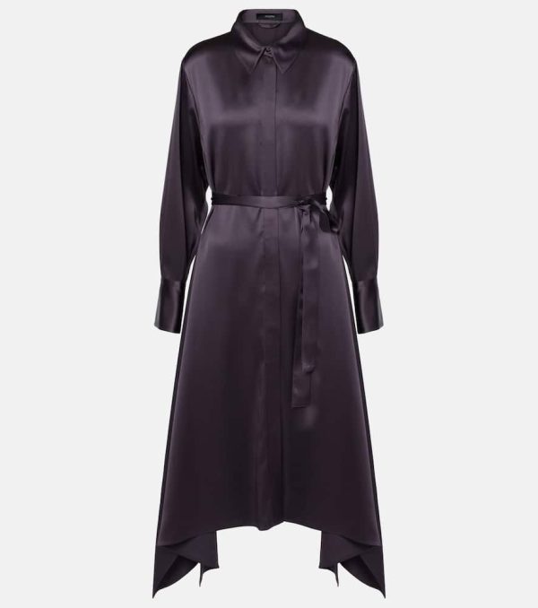 Joseph Cyprien belted silk satin shirt dress