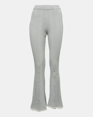 Joseph Light Blue Striped Cotton Knit Flared Pants XXS