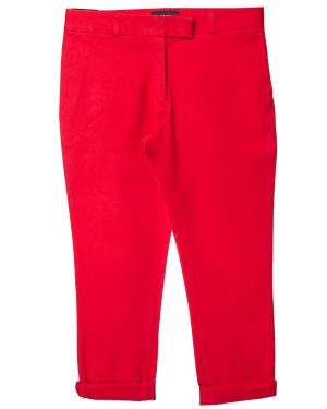 Joseph Red Cotton Slim Fit Cropped Trousers S