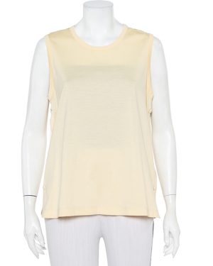 Joseph Yellow Jersey & Silk Satin Side Button Detail Tank Top L