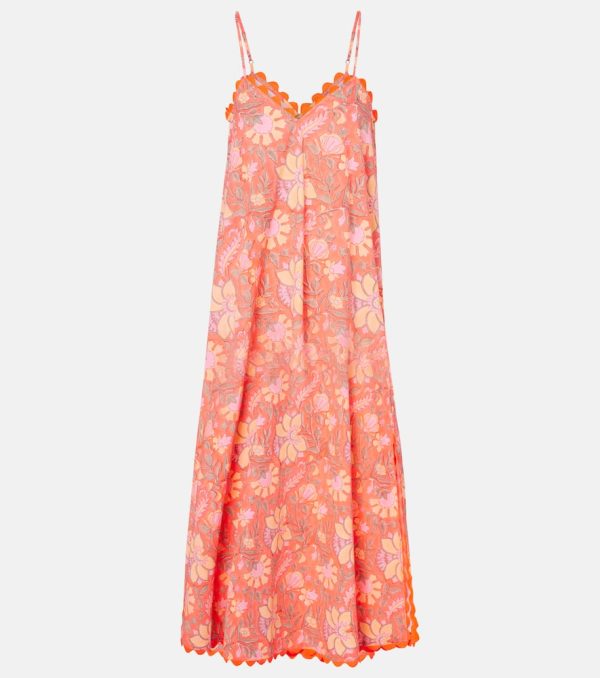 Juliet Dunn Floral scalloped cotton slip dress