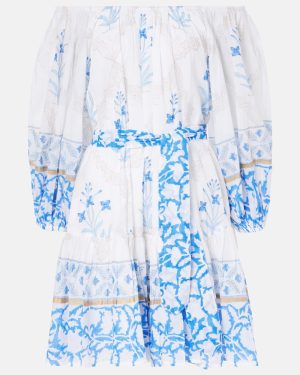 Juliet Dunn Off-shoulder printed cotton beach dress