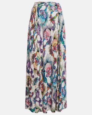 Just Cavalli Multicolor Shell Print Jersey Maxi Skirt M