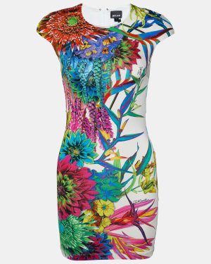 Just Cavalli White Printed Jersey Sheath Dress XS