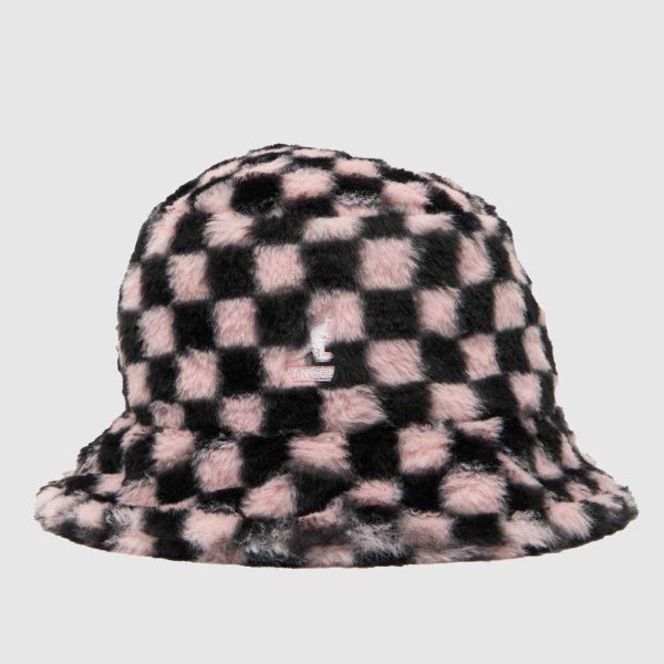 KANGOL Faux Fur Bucket Hat in Black & Pink, Size: M