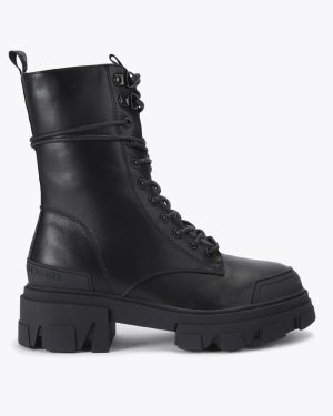 KG Kurt Geiger Women's Ankle Boots Black Lace Up Trekker Lace Up