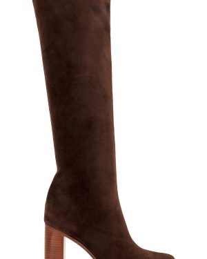 KHAITE Willow Suede Knee High 90 Boot in Dark Brown - Brown. Size 36 (also in 38, 38.5, 39.5, 41).