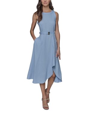 Karl Lagerfeld Paris High/Low Belted Dress