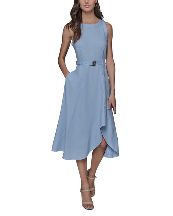 Karl Lagerfeld Paris High/Low Belted Dress